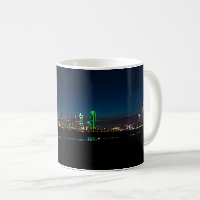 Caneca De Café Dallas Skyline Dawn Pano Coffee Mug (Frente Esquerda)