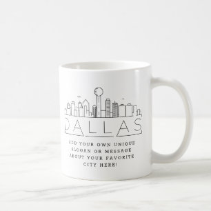 Caneca De Café Dallas Stylized Skyline   Mug De Café De Slogan P