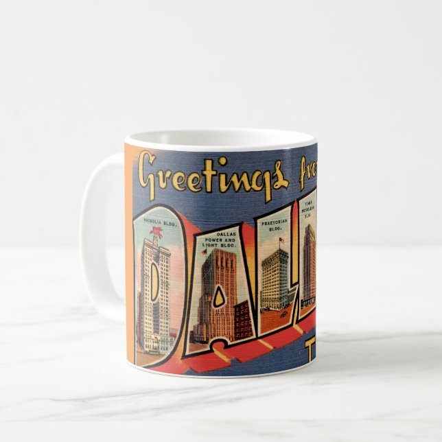 Caneca De Café Dallas Texas Antigo  (Frente Esquerda)