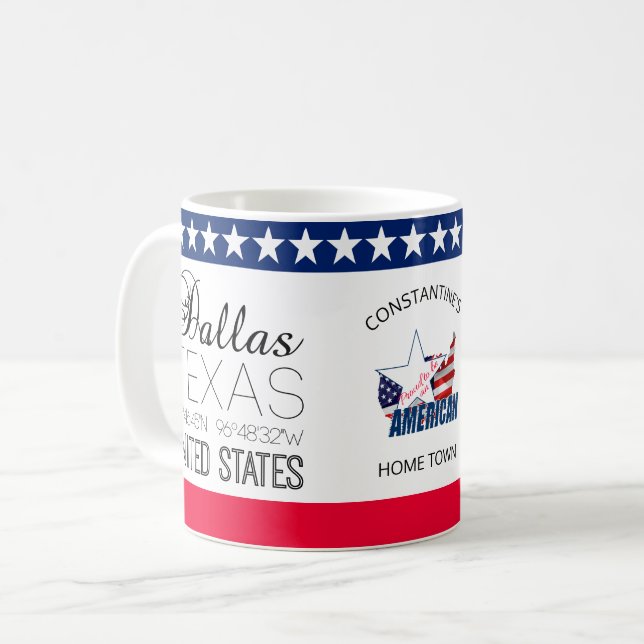Caneca De Café Dallas, Texas, Estados Unidos elegante (Frente Esquerda)