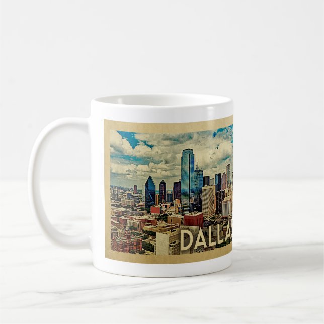 Caneca De Café Dallas Texas Viagens vintage (Esquerda)