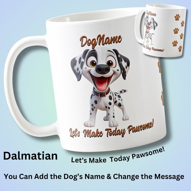 Caneca De Café Dalmaciano, adicione o nome do cão, altere o texto (Criador carregado)