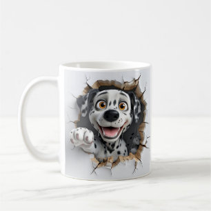 Caneca De Café Dálmata Cartoon 3D Rompendo a Parede com Alegria