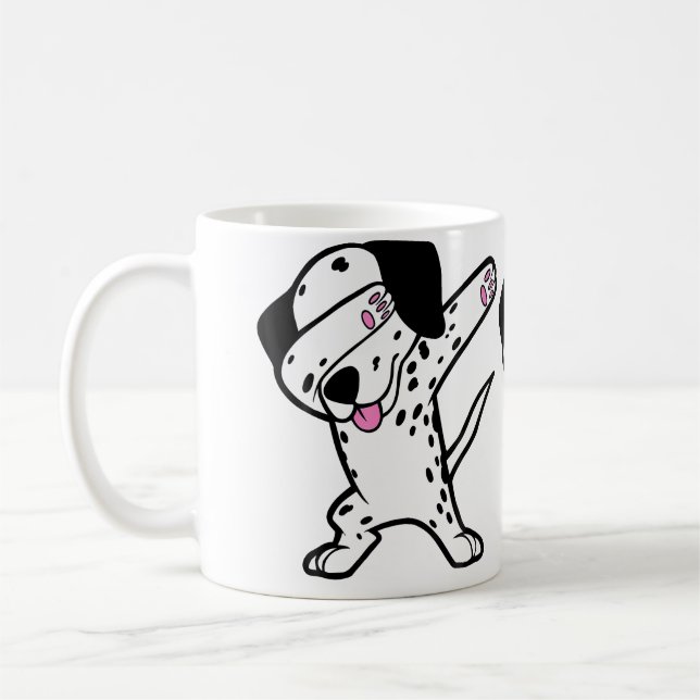 Caneca De Café Dalmata com Dab Funny Dalmata Cão Dança Dab (Esquerda)