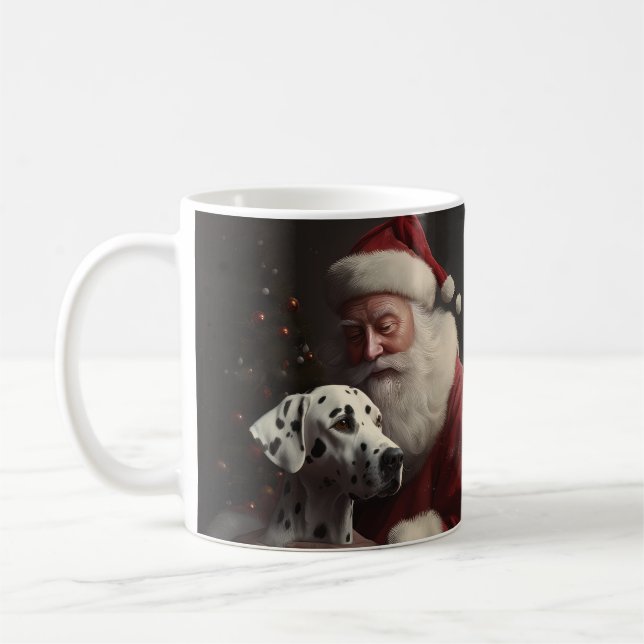 Caneca De Café Dálmata com Papai Noel Natal Festivo (Esquerda)