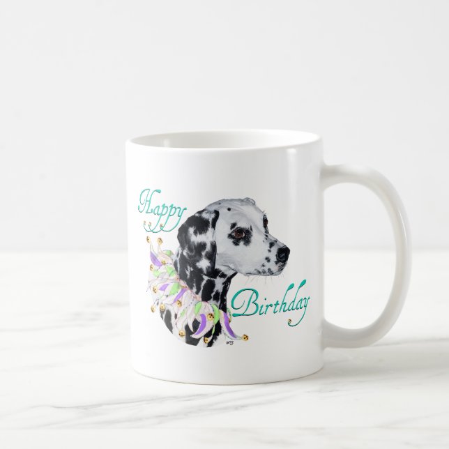 Caneca De Café Dálmata Feliz Aniversário (Direita)