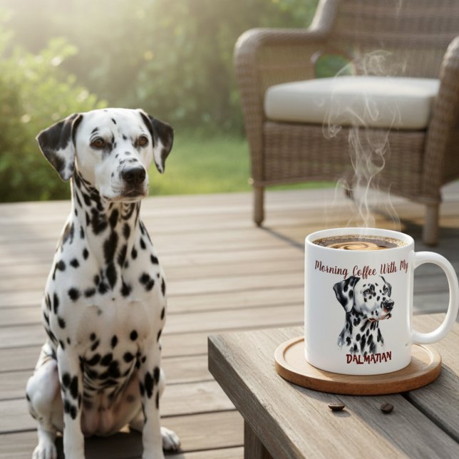 Caneca De Café Dálmata Pet Negro sobre Blanco Personalizar (Criador carregado)