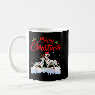 Caneca De Café Dalmatian Dog Christmas Lights Funny Hat Santa Xma