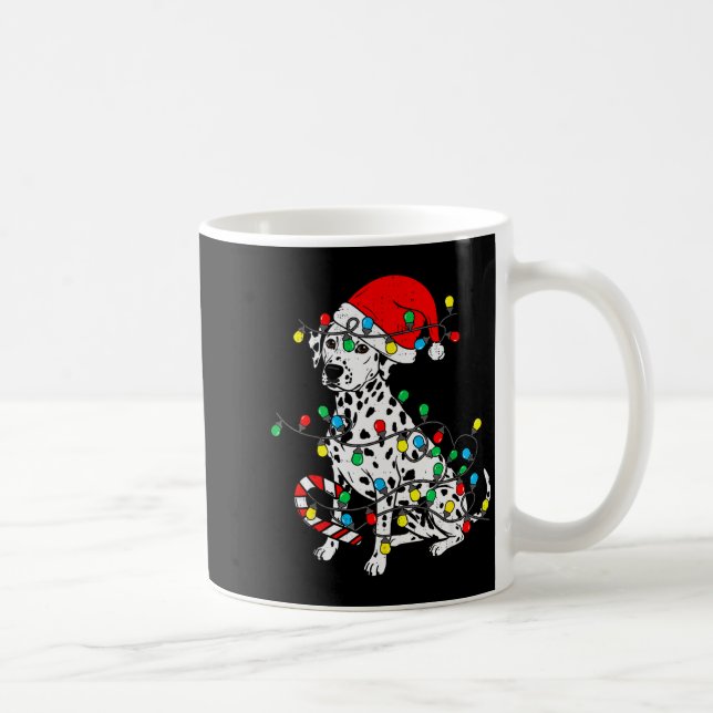 Caneca De Café Dalmatian Dog Christmas Lights Santa Xmas Pet Dog  (Direita)