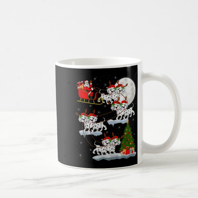 Caneca De Café Dalmatian Dog Santa Sleigh Flying Funny Magical Ch (Direita)