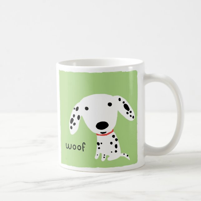 Caneca De Café Dalmatian Woof | Cachorro De Cãozinho (Direita)