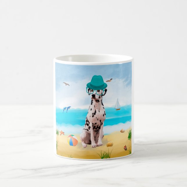 Caneca De Café Dalmation Dog on Beach (Centro)