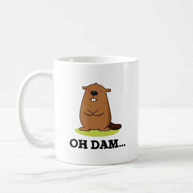 Caneca De Café Dam Funny Beaver Pun (Esquerda)