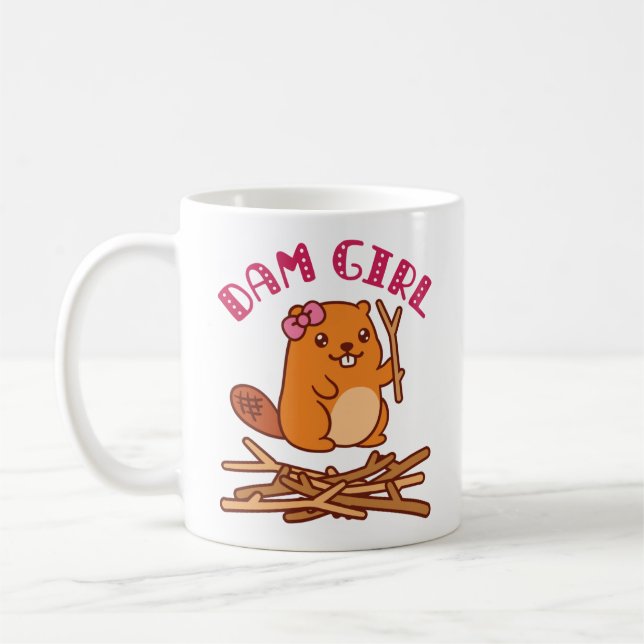 Caneca De Café Dam Girl Cute Beaver (Esquerda)