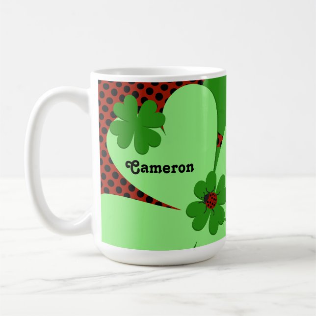 Caneca De Café Dama Bonita - Bug & Clover Nome Folha (Esquerda)