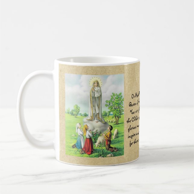 Caneca De Café Dama Católica de Oração Fatima Personalizada (Esquerda)