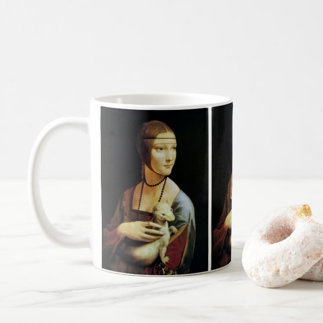 Caneca De Café Dama com Arminho de Leonardo da Vinci (Com Donut)