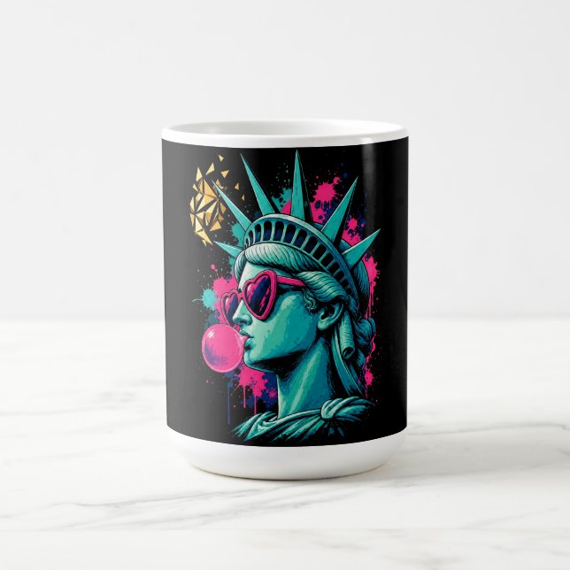 Caneca De Café Dama da Liberdade Moderna Pop Art - Óculos de Sol  (Centro)