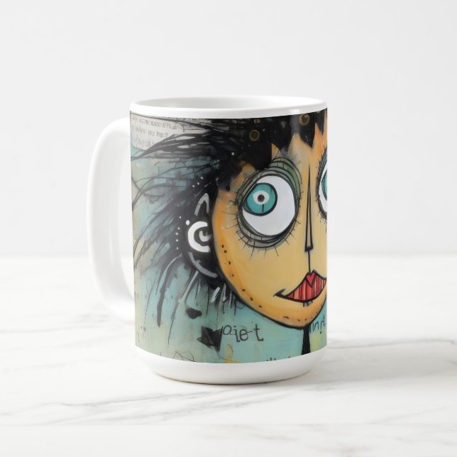Caneca De Café Dama de Arte 21 Encantadora e angustiado (Frente Esquerda)