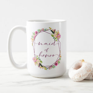 Caneca De Café Dama de Honra Blooming Chic Mint & Blush Pink