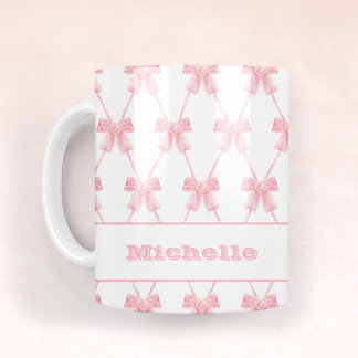 Caneca De Café Dama de Honra Coquette Rosa na Moda com Laço