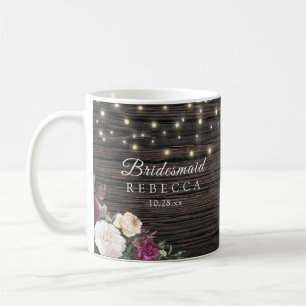 Caneca De Café Dama de honra de madeira rústica do casamento