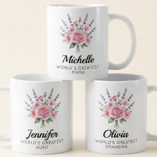 Caneca De Café Dama de honra | Dia das Mães Floral Vovó Nome
