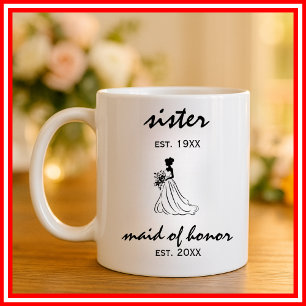 Caneca De Café Dama de Honra Elegante Minimalista Casamento Moder