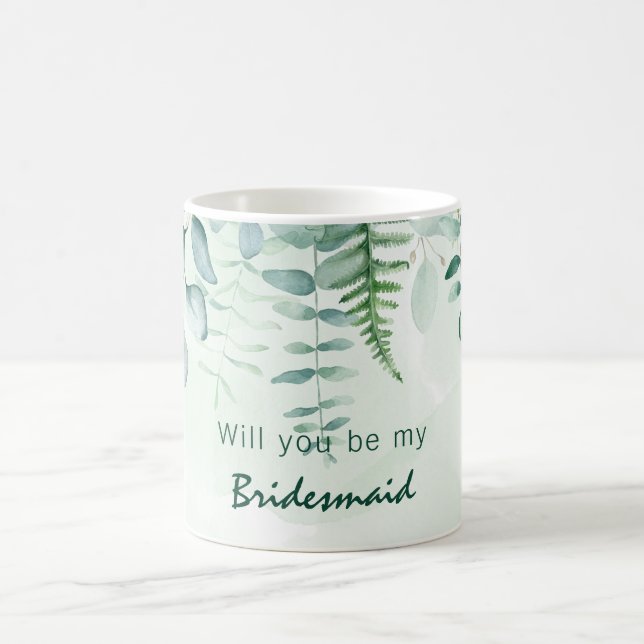 Caneca De Café Dama de honra eucalipto folhagem (Centro)