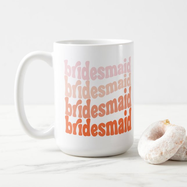Caneca De Café Dama de honra linda e retrô laranja, personalizado (Com Donut)