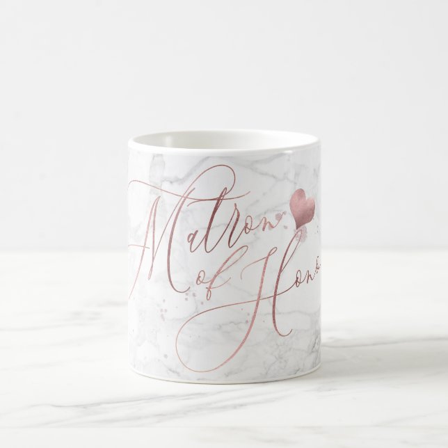 Caneca De Café Dama de Honra/Mármore+Rótulo Falso em Rose Gold (Centro)