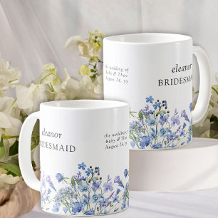 Caneca De Café Dama de honra Periwinkle Flor Silvestre Floral Ele