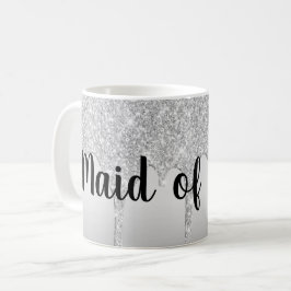 Caneca De Café Dama de Honra Prateada com Brilho