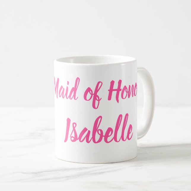 Caneca De Café Dama de honra rosa Presentes de nome personalizado (Frente Esquerda)