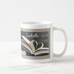 Caneca De Café Dama do Livro, Presente Personalizado para Hobby d
