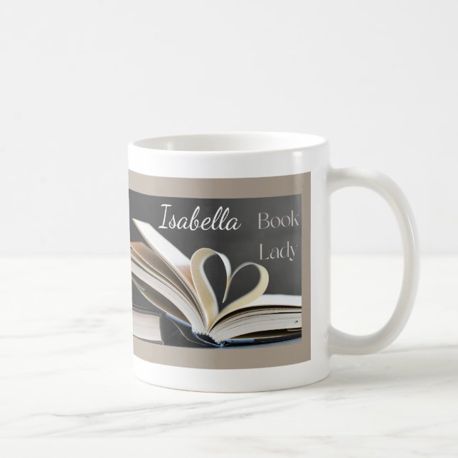 Caneca De Café Dama do Livro, Presente Personalizado para Hobby d (Direita)
