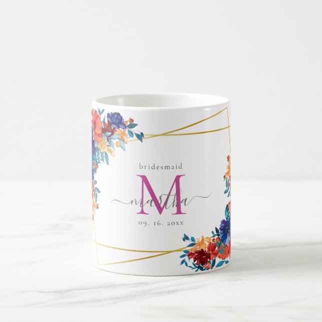 Caneca De Café Damas de honra de flores mexicanas com aquarela mo (Centro)