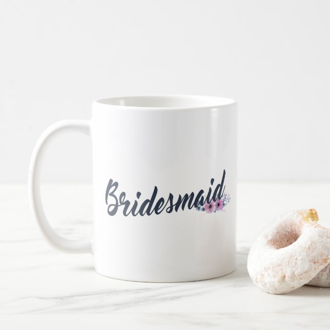 Caneca De Café Damas de honra elegantes caligrafia de casamento | (Com Donut)