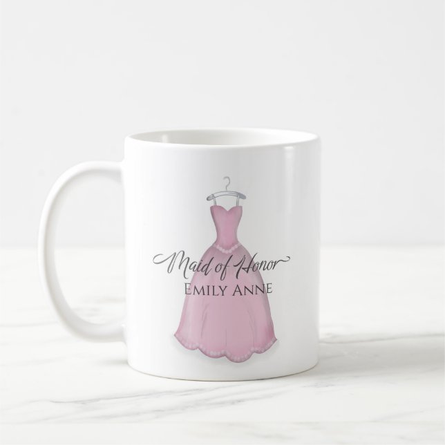 Caneca De Café Damas De Honra Simples Fofo Rosa Personalizado (Esquerda)