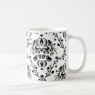 Caneca De Café Damasco branco e preto
