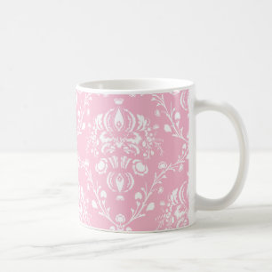 Caneca De Café Damasco cor-de-rosa e branco