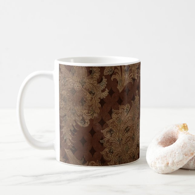 Caneca De Café Damasco de outono escuro (Com Donut)