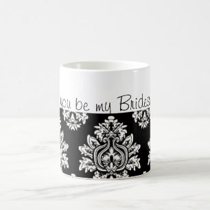 Caneca De Café damasco preto e branco você será minha dama de