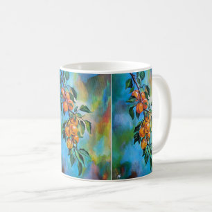 Caneca De Café Damascos em um Ramo de Verão Pintura de Alfred Fox