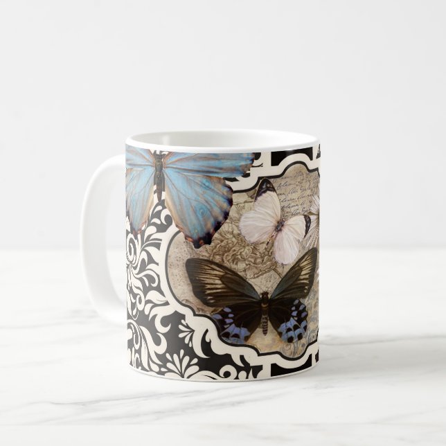 Caneca De Café Damask & Blue Coffee Mug (Frente Esquerda)