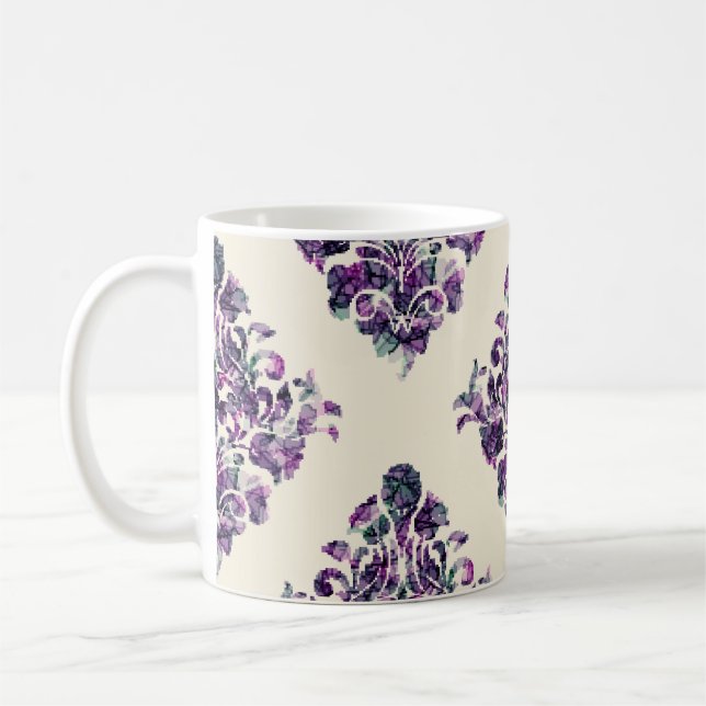 Caneca De Café Damask Triangles: Vintage Abstrato Luxury. (Esquerda)