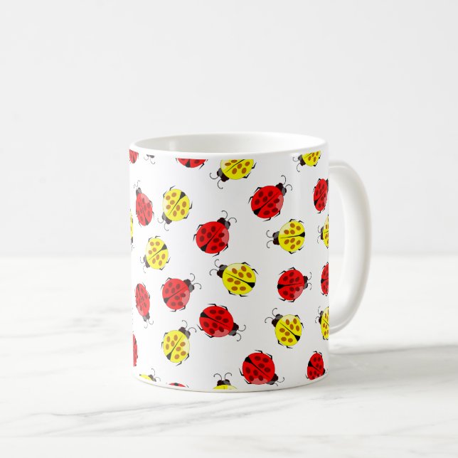 Caneca De Café Damybugs De Cartoon Bonito, Vermelho E Amarelo (Frente Esquerda)