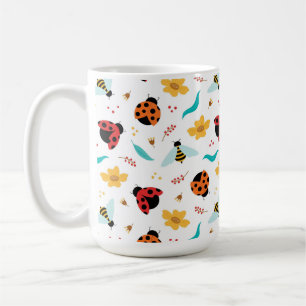 Caneca De Café Damybugs e Abelhas Coloridas em um Floral
