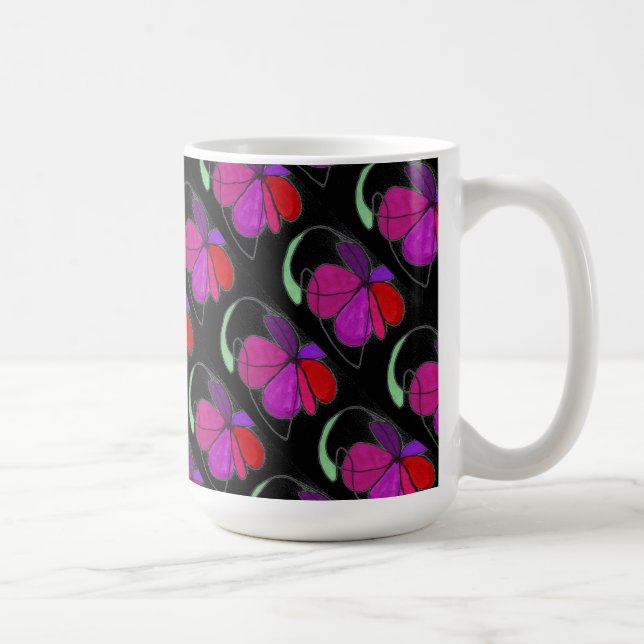 Caneca De Café "Dança da Flor no Til Preto" - Lâmina de Design Ab (Direita)