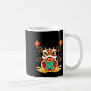 Caneca De Café Dança do leão ano do boi ano novo lunar fantasia c